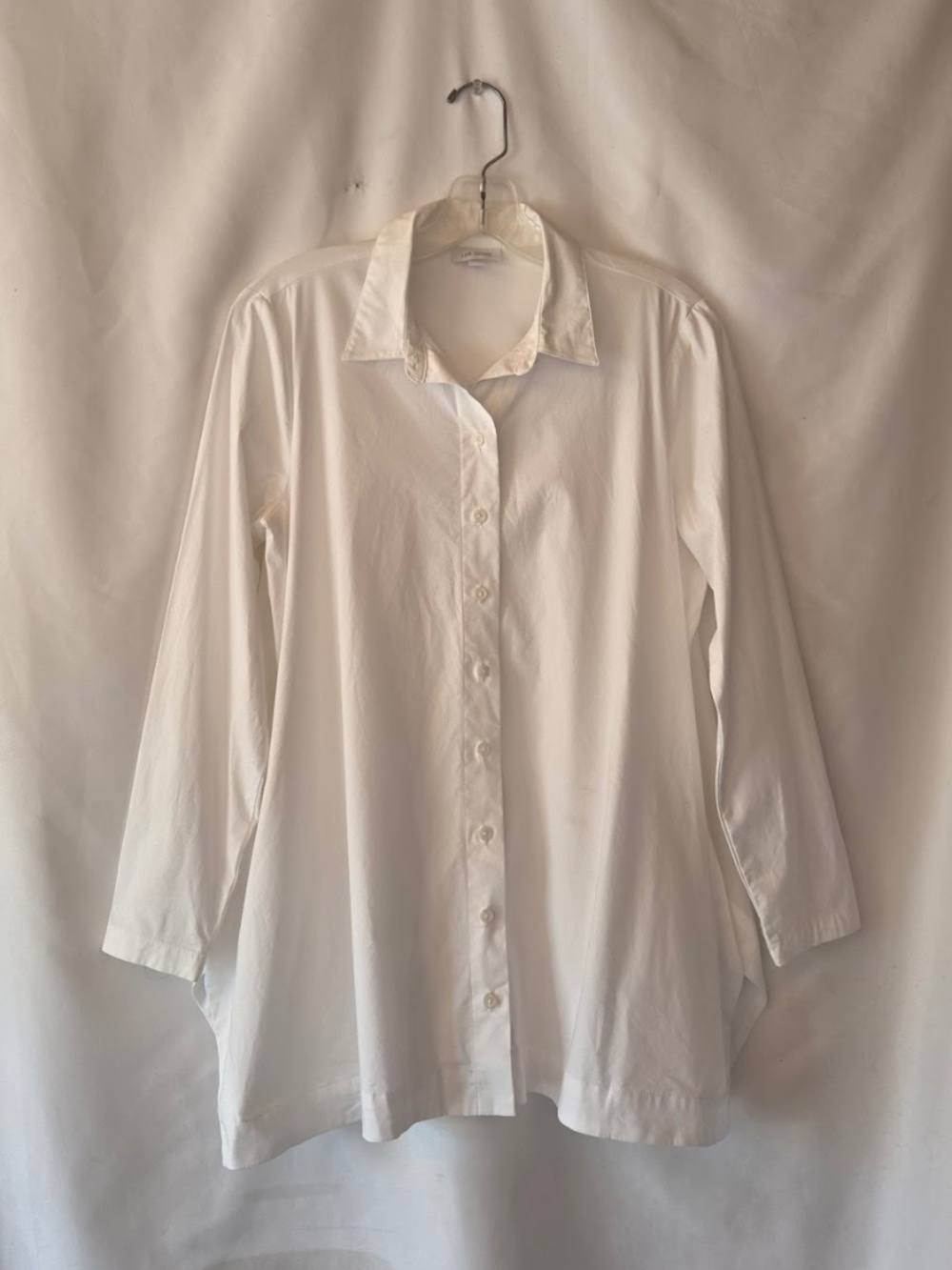 J. Jill White Shirt Collection Button Front Tunic Pockets Cotton Blend Size PS